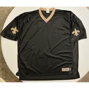 NFL Pro Line Vintage New Orleans Saints Jersey Mens 3XL Black Gold Mesh V-Neck